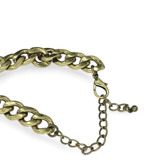 Statement Necklace Gold Tone Coral, Tan, and Rhinestone Bib Chunky Glam Jewelry - Picture 9 of 9